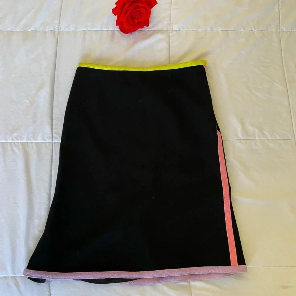 Moschino Black Mini Skirt with Pink and Lime Trim